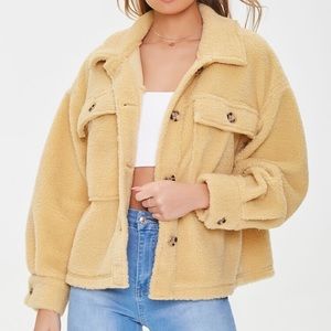 Warm Button Front Teddy Jacket